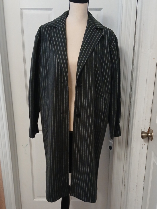Bar III Jackets & Blazers - Wemons Long Pinstripe Overcoat - Black